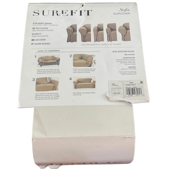 NWT Sure Fit Soft Suede Storm Blue Sofa Slip Cover - Picture 2 of 2